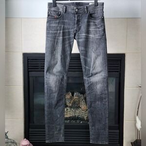 Diesel Troxer R4NQ8 Slim Skinny Faded Black Stretch Jeans W33 xL34